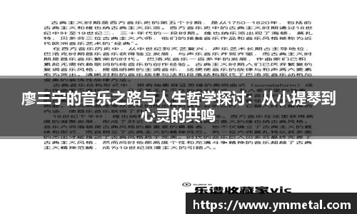 廖三宁的音乐之路与人生哲学探讨：从小提琴到心灵的共鸣